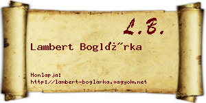 Lambert Boglárka névjegykártya