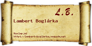 Lambert Boglárka névjegykártya